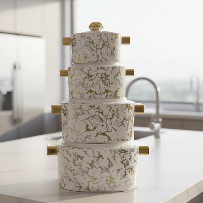 Milano 4-Piece Insulated Casserole Set with Marble Pattern Kitchen & Dining Coolers