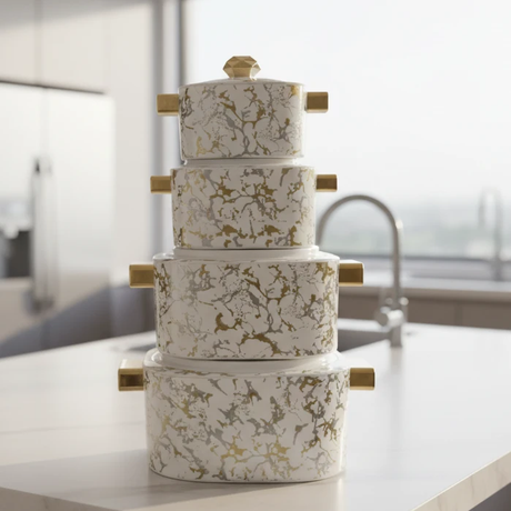 Milano 4-Piece Insulated Casserole Set with Marble Pattern Kitchen & Dining Coolers