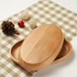 Oval Wooden Dough Basin Salad Bowl with Lid Natural Wood 35x25cm Kitchen & Dining Mixing Bowls