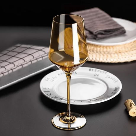 6-Piece Gold Tinted Wine Glass Set 539ml Elegant Stemmed Kitchen & Dining Wine Glasses