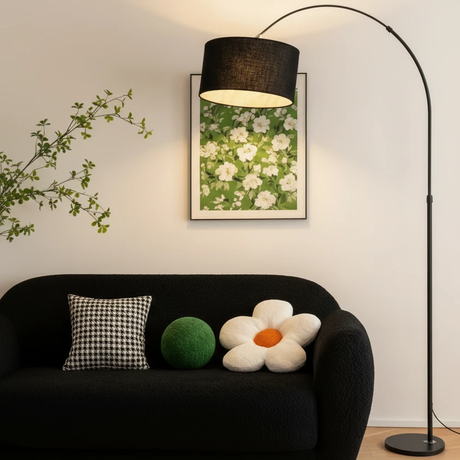 Modern Adjustable Arc Floor Lamp with Wide Fabric Shade Home & Garden Floor Lamps