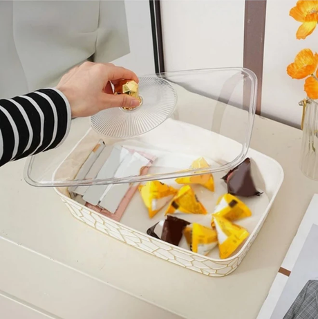 Serving Tray - Transparent Fruit Tray with Acrylic Lid 30x20cm Kitchen & Dining Serving Trays