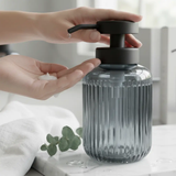 Soap Dispenser - Ribbed Glass 500ml with Black Pump Tinted Black Home & Garden Soap & Lotion Dispensers