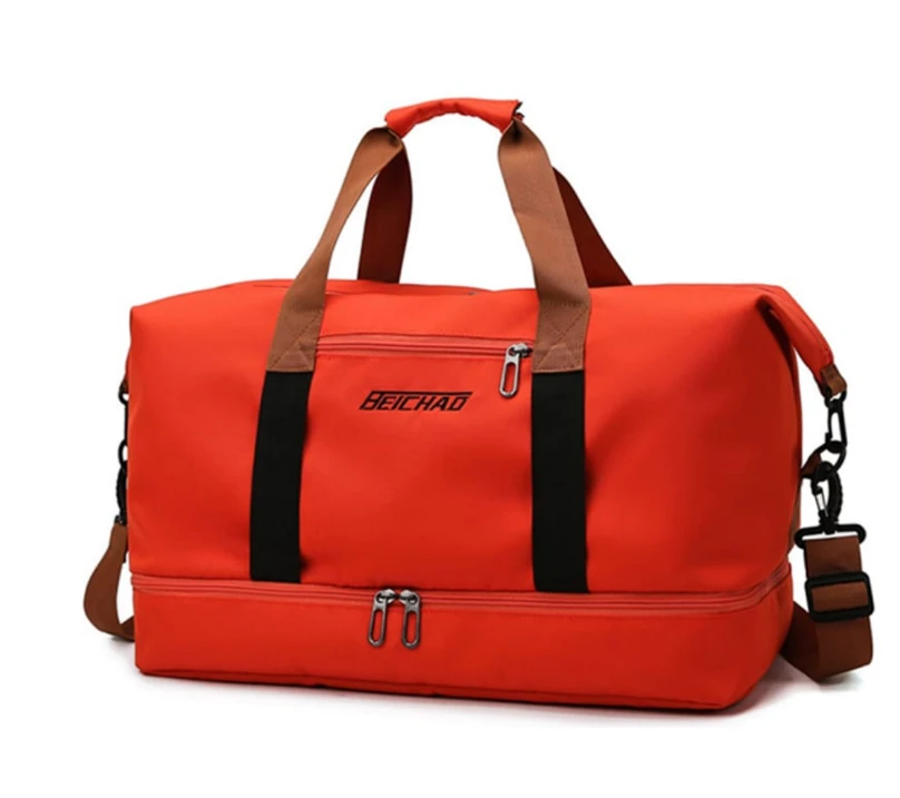 BEICHAO Large Oxford Duffle Travel Gym Bag 46x25x28cm Bottom Shoe Compartment Waterproof Unisex Army Green Orange Beige Bags & Accessories Gym Duffel Bags