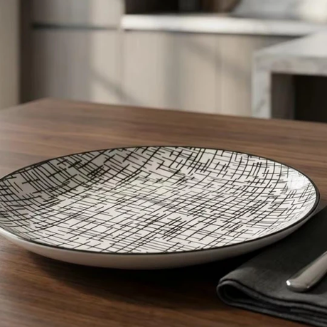 Dinner Plates - 10.5 Inch Crosshatch Pattern 6-Piece Set Kitchen & Dining Plates