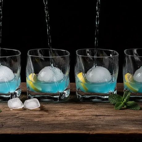 Whiskey Glass Set - 6-Piece Distorted Wave Crystal Clear Kitchen & Dining Drinkware Sets
