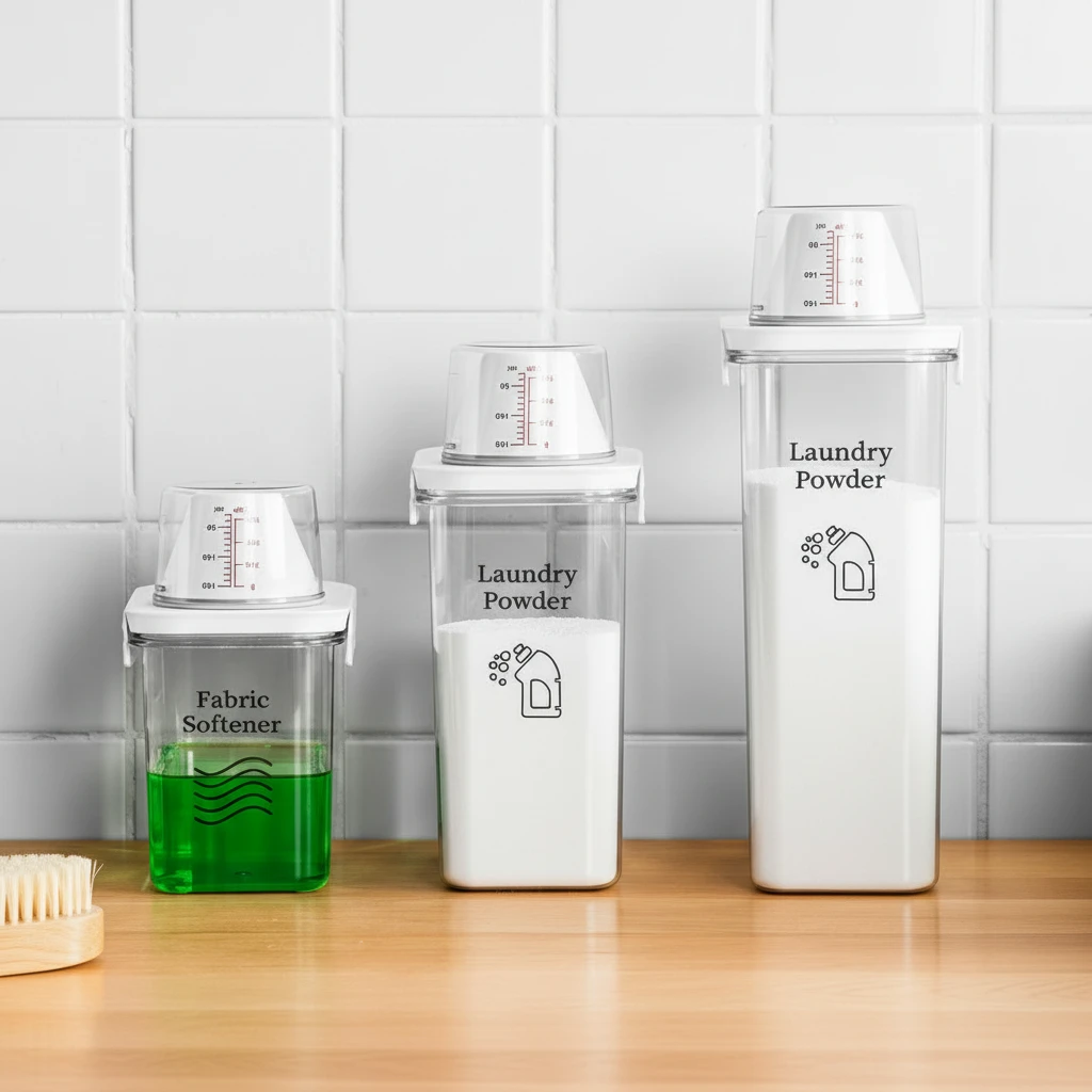 Acrylic Laundry Detergent Storage Container 2300ml Airtight Flip-Lock Lid with Measuring Cup Home & Garden Laundry Supplies