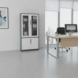 Office Filing Cabinet 2-Door Steel Storage with Glass Upper Doors Lockable Home & Garden File Cabinets