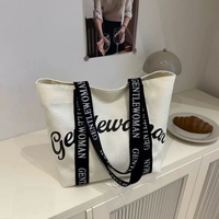 Gentlewoman Large Canvas Tote Bag Bold Script Print Lettered Shoulder Straps White Black Red Navy Khaki Baby Blue Bags & Accessories Tote Bags