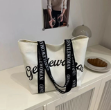 Gentlewoman Large Canvas Tote Bag Bold Script Print Lettered Shoulder Straps White Black Red Navy Khaki Baby Blue Bags & Accessories Tote Bags