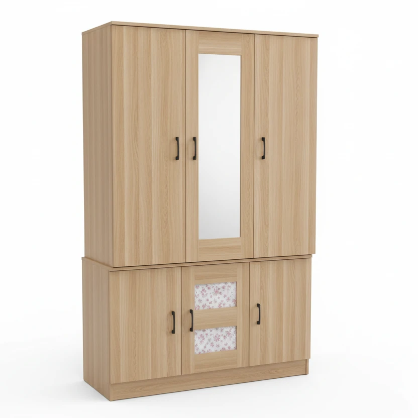 Wardrobe - Modern 4-Door with Mirror Furniture Mirrored Wardrobes