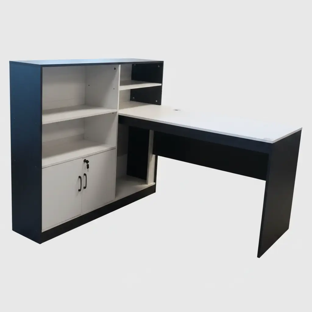 L-Shaped Office Desk & Bookcase Cabinet Set Office Desk Desks