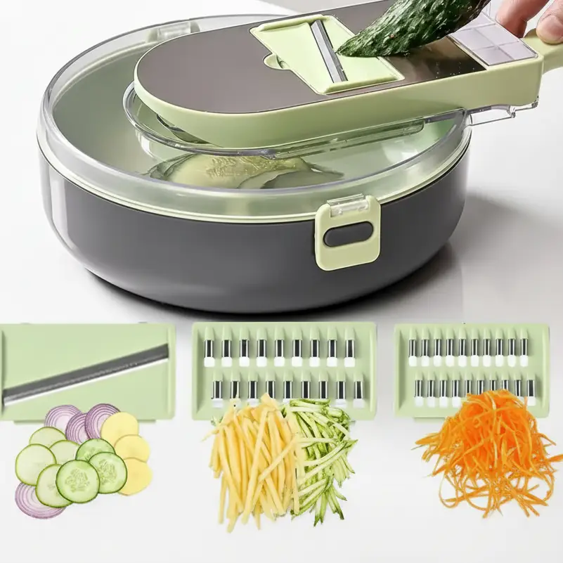 Vegetable Chopper - 9pcs Multi-Functional Slicer & Dicer Green Kitchen & Dining Kitchen Slicers
