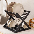 Dish Rack - X-Shape Foldable 2-Tier Drainer with Drip Tray Kitchen & Dining Dish Racks