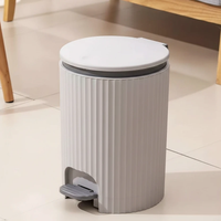 Foot Pedal Trash Can with Ribbed Design 10L Plastic Dustbin Home & Garden Trash Cans