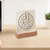 Desk Calendar - Minimal Rotating Spiral Perpetual Acrylic Wood Base Home & Garden Desk Calendars