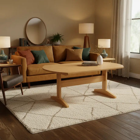 Natural Wood Coffee Table with Pedestal Base Coffee Table Coffee Tables