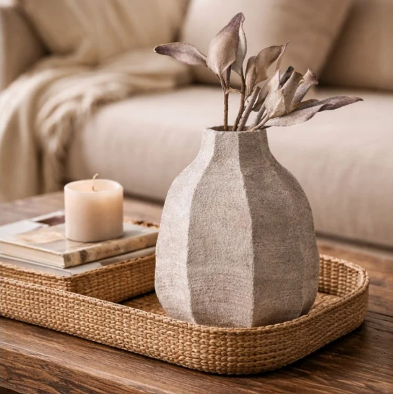 Stone Petal Vase with Textured Finish 21cm Home & Garden Vases