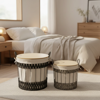 Wooden Storage Basket Set - 2pc with Handles Home & Garden Storage & Organization