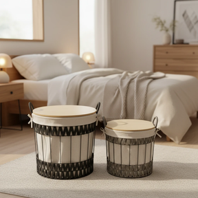 Wooden Storage Basket Set - 2pc with Handles Home & Garden Storage & Organization