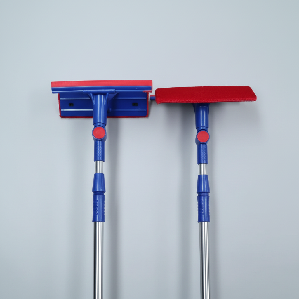 2-in-1 Telescopic Window Cleaner with 360° Rotating Head Microfibre Scrubber and Squeegee Home & Garden Squeegees