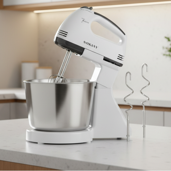 Sokany Electric Hand Mixer with Stainless Steel Bowl CX-6620