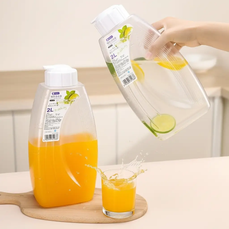 Fridge Water Bottle - 2L Large Capacity Leak-Proof Cap Juice Milk Cold Water Clear Kitchen & Dining Water Bottles
