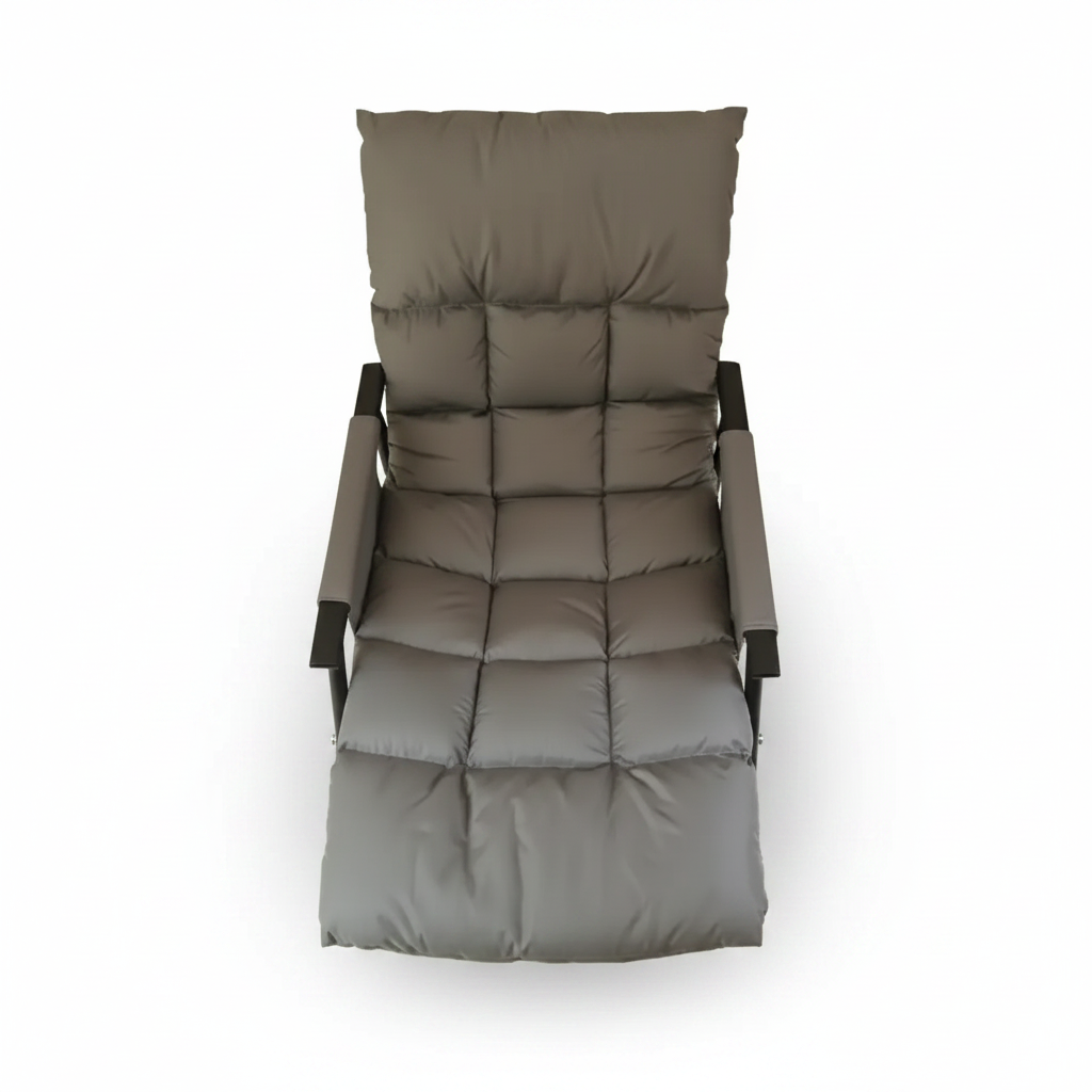 Adjustable Padded Indoor Rocking Chair Grey Quilted Cushion Steel Rocker Frame Furniture Nursery Rocking Chairs