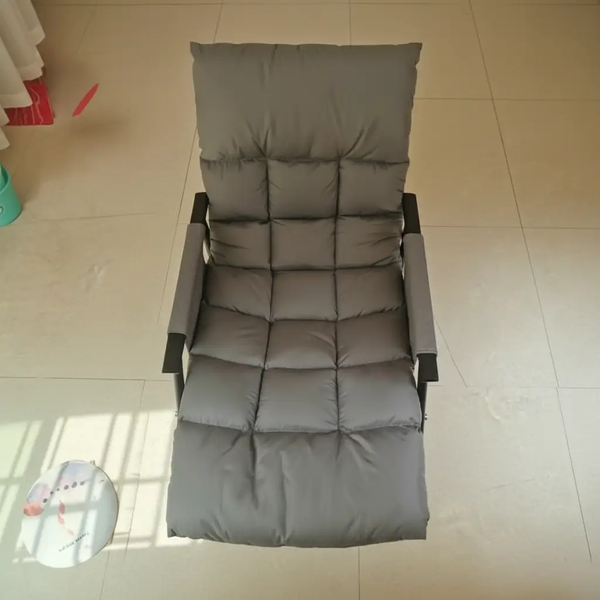 Adjustable Padded Indoor Rocking Chair Grey Quilted Cushion Steel Rocker Frame Furniture Nursery Rocking Chairs