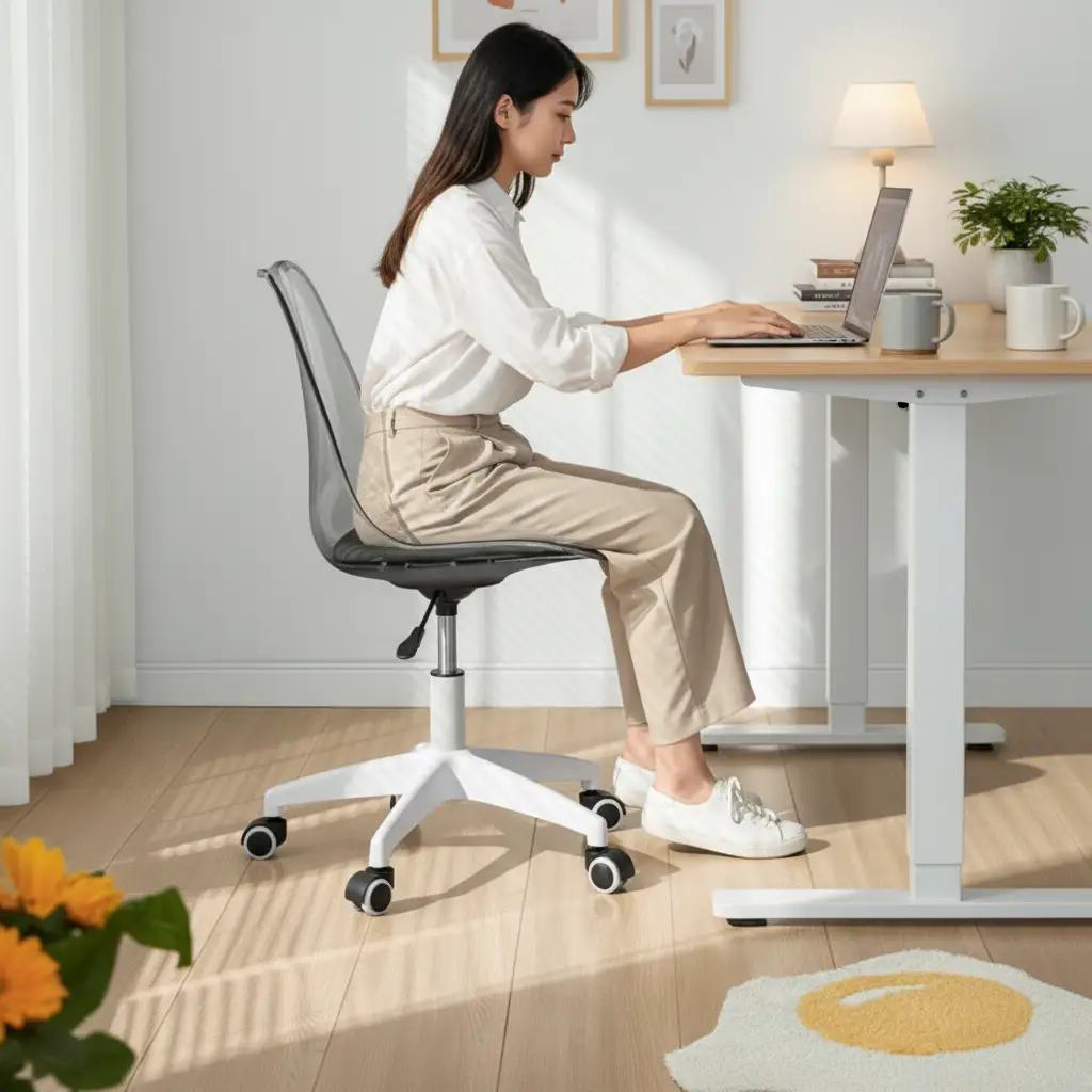 Office Chair - Adjustable Acrylic Swivel with Cushion and Wheels Smoke Grey Furniture Office Chairs