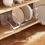 Plate Storage Rack - Upright Clear Acrylic Dish and Lid Organiser for Cabinet and Counter Kitchen & Dining Uncategorized