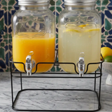 Juice Dispenser - 2-in-1 Double Mason Jar Glass Dispenser with Black Metal Stand Kitchen & Dining Beverage Dispensers