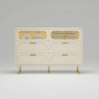 Dresser - Modern 100cm x 40cm x 68cm with 6 Drawers & LED Lighting Furniture Dressers