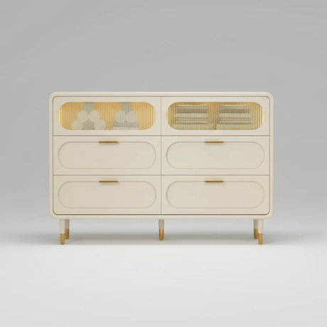 Dresser - Modern 100cm x 40cm x 68cm with 6 Drawers & LED Lighting Furniture Dressers