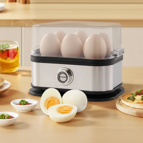 Mountal Electric Egg Boiler 6-Egg Stainless Steel with Timer and Water Measuring Cup 18.5x13x13.5cm Kitchen & Dining Egg Cookers