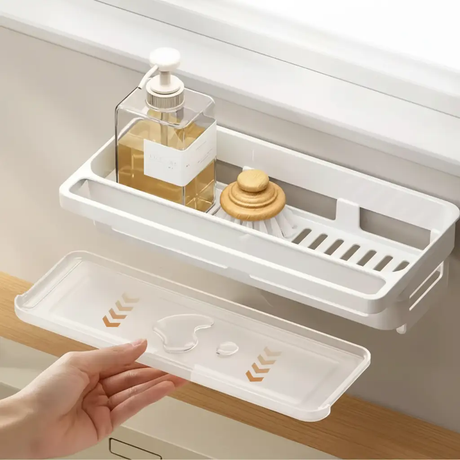 Sink Caddy - Wall-Mounted No-Drill ABS with Drip Tray and Towel Bar Kitchen & Dining Sink Caddies