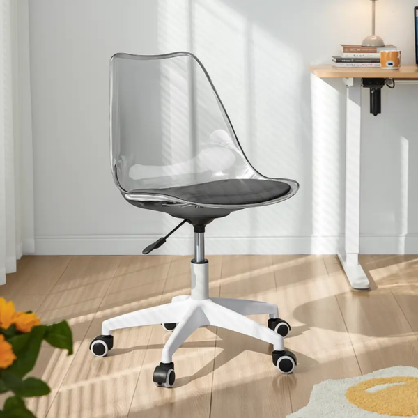 Office Chair - Adjustable Acrylic Swivel with Cushion and Wheels Smoke Grey Furniture Office Chairs