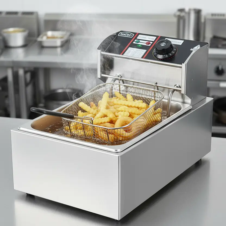 Electric Deep Fryer - Single Tank 6L Stainless Steel Temperature Control Kitchen & Dining Deep Fryers