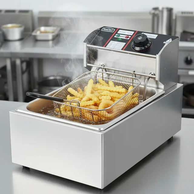 Electric Deep Fryer - Single Tank 6L Stainless Steel Temperature Control Kitchen & Dining Deep Fryers