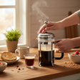 Jinmeilai Glass French Press Coffee Maker 850ml Chrome Dome Lid Mesh Plunger Filter Black Handle Kitchen & Dining French Presses