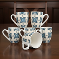 6 Piece Moroccan Tile Pattern Ceramic Mugs 370ml Kitchen & Dining Mugs