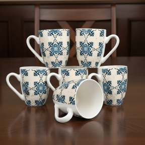 6 Piece Moroccan Tile Pattern Ceramic Mugs 370ml Kitchen & Dining Mugs