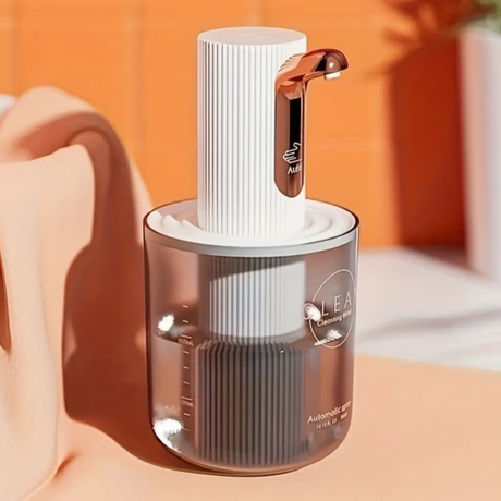 Soap Dispenser - Automatic Foam 280ml Ribbed with Rose Gold Nozzle White Orange Home & Garden Soap & Lotion Dispensers