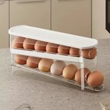 Egg Dispenser - Double Layer Auto-Rolling Fridge Door Rack 20-Egg Clear Kitchen & Dining Food Storage Accessories