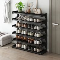 Shoe Rack - 6-Tier Bamboo Holds 30-36 Pairs Black Home & Garden Shoe Racks