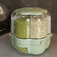 360° Rotating 6-Grid Cereal Grain Dispenser 6.5kg BPA-Free 26.3x27cm Mint Green Kitchen & Dining Food Storage Containers
