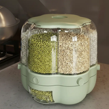360° Rotating 6-Grid Cereal Grain Dispenser 6.5kg BPA-Free 26.3x27cm Mint Green Kitchen & Dining Food Storage Containers