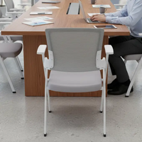 Visitor Chair - Mesh Back Stackable with White Steel Frame and Padded Armrests Furniture Armchairs