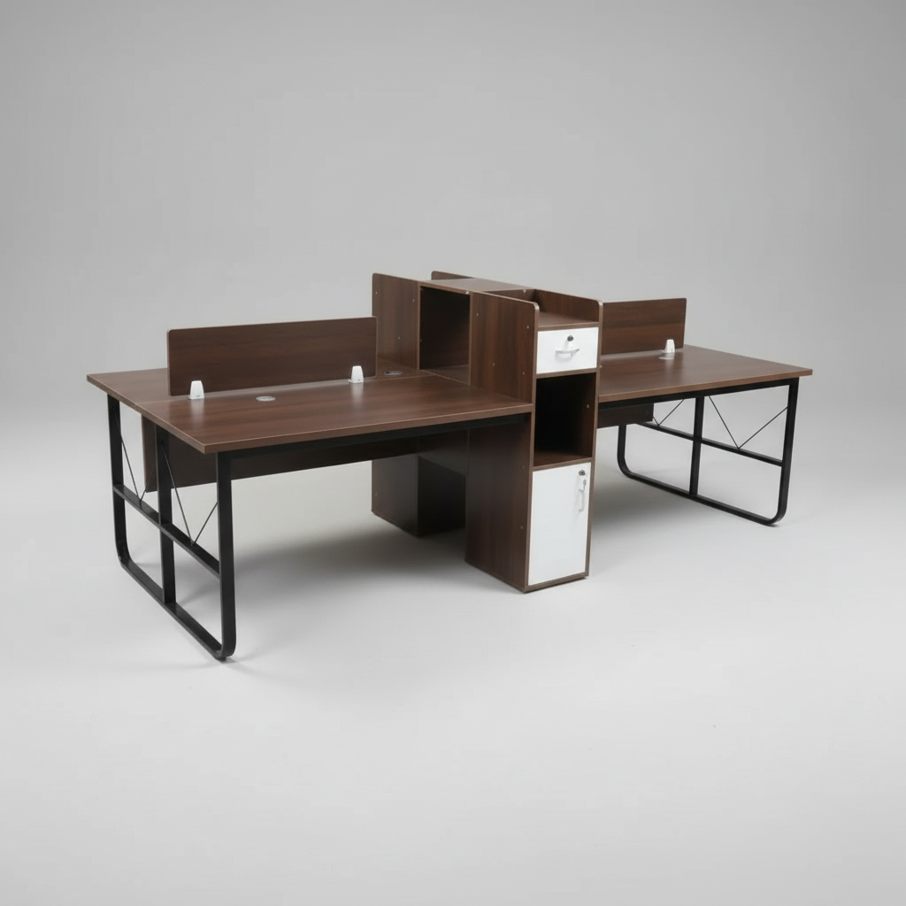 4-Person Office Workstation Cluster with Privacy Screens Office Workstation Workstations & Cubicles