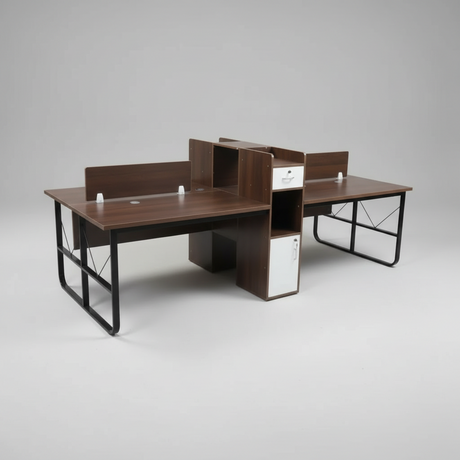 4-Person Office Workstation Cluster with Privacy Screens Office Workstation Workstations & Cubicles